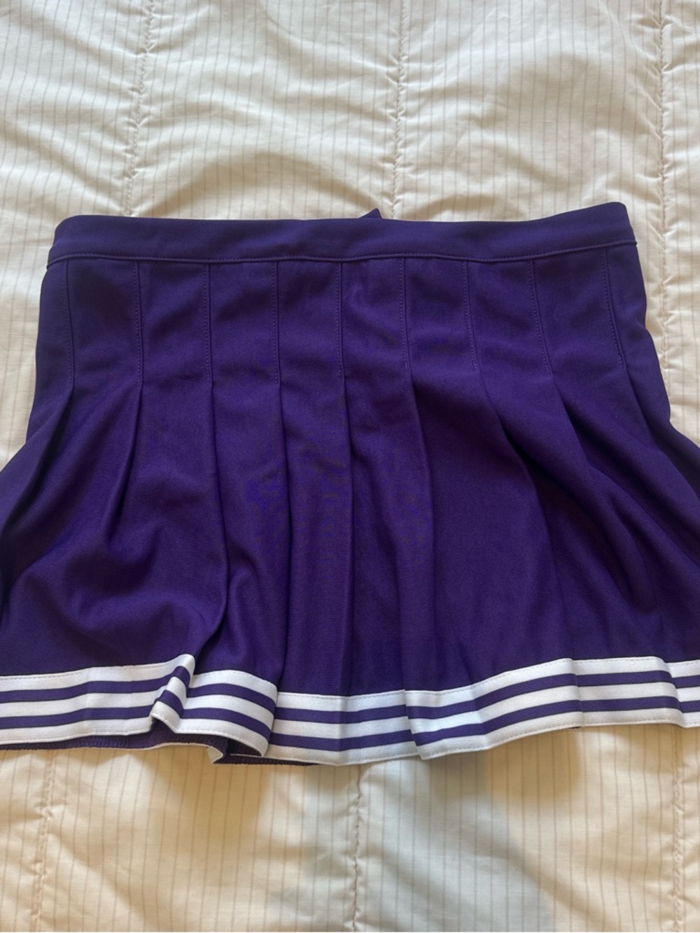 Purple Pleated Tennis Skirt with White Stripe Trim
